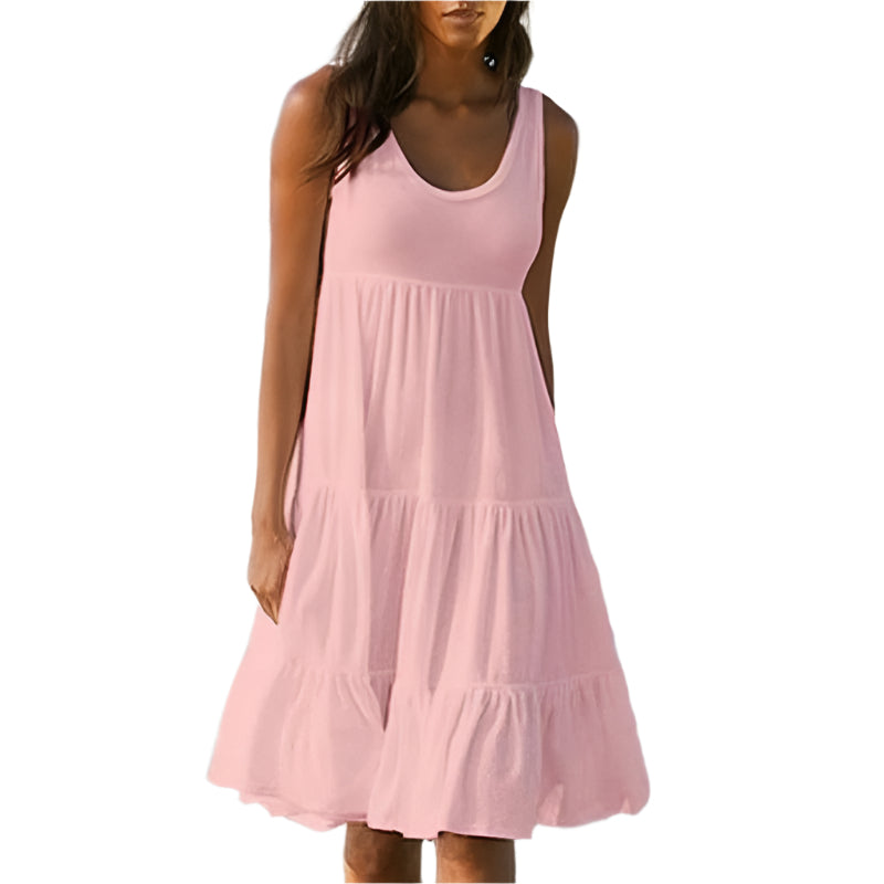 Therese - Solid Sleeveless Midi Beach Dress