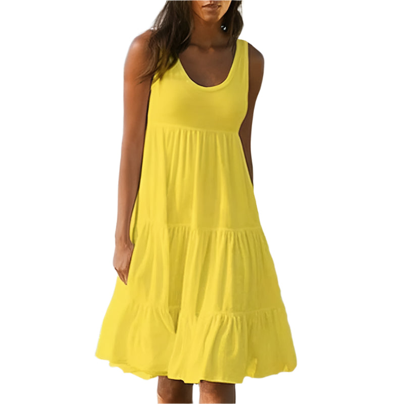Therese - Solid Sleeveless Midi Beach Dress