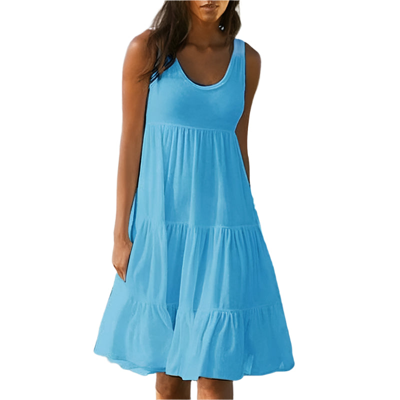Therese - Solid Sleeveless Midi Beach Dress