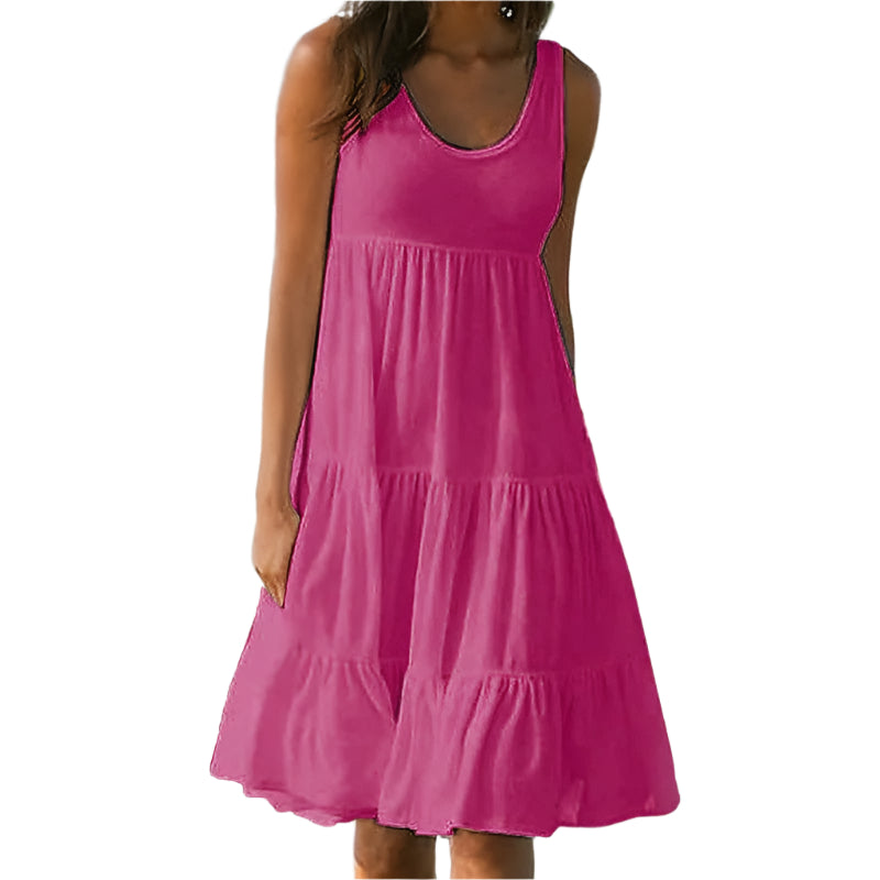 Therese - Solid Sleeveless Midi Beach Dress