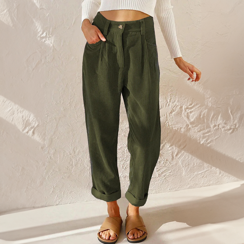Ricke - High-waisted corduroy pants