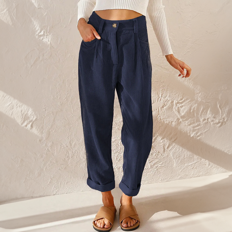 Ricke - High-waisted corduroy pants