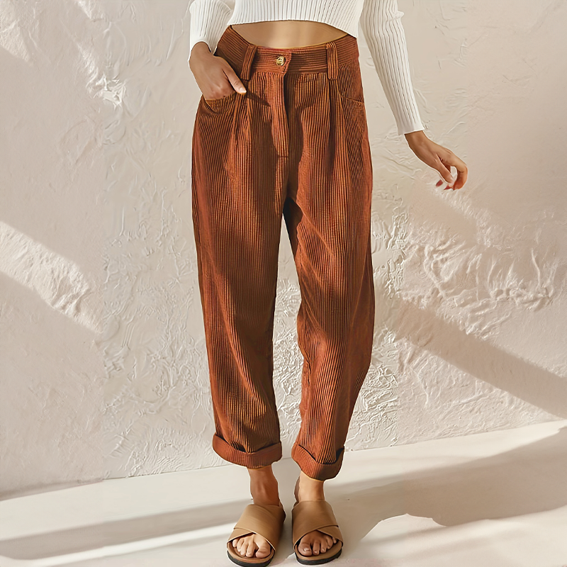 Ricke - High-waisted corduroy pants