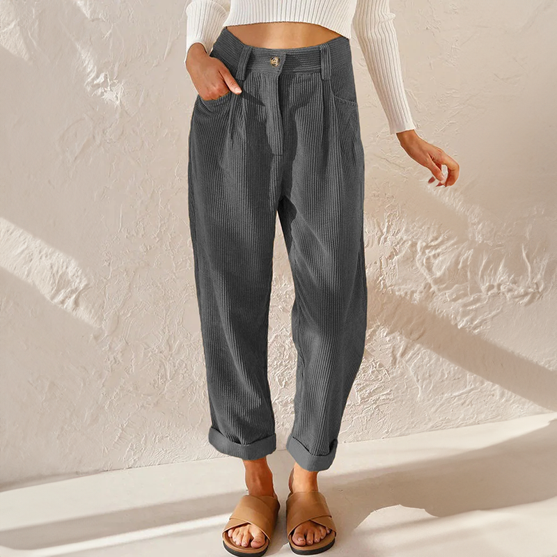 Ricke - High-waisted corduroy pants