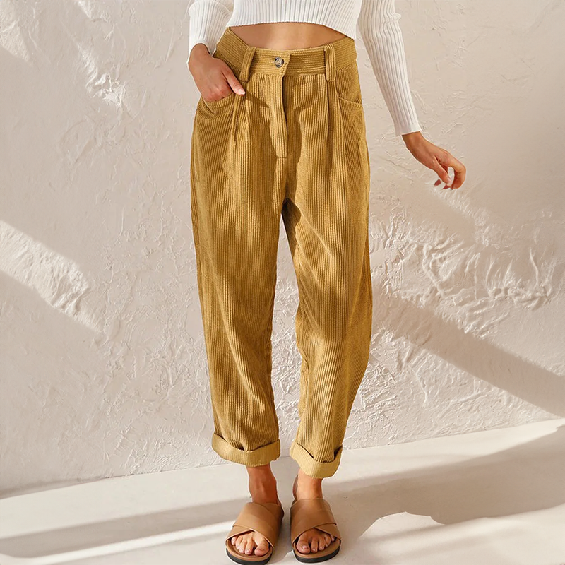 Ricke - High-waisted corduroy pants