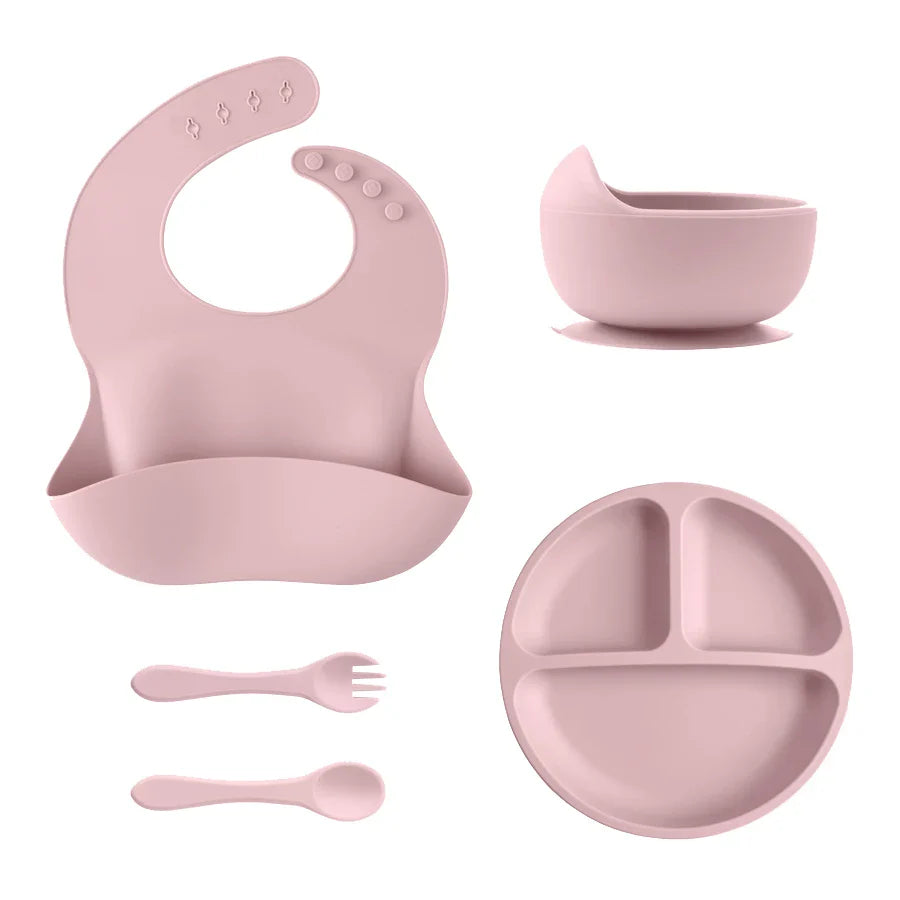 5-piece silicone baby feeding set