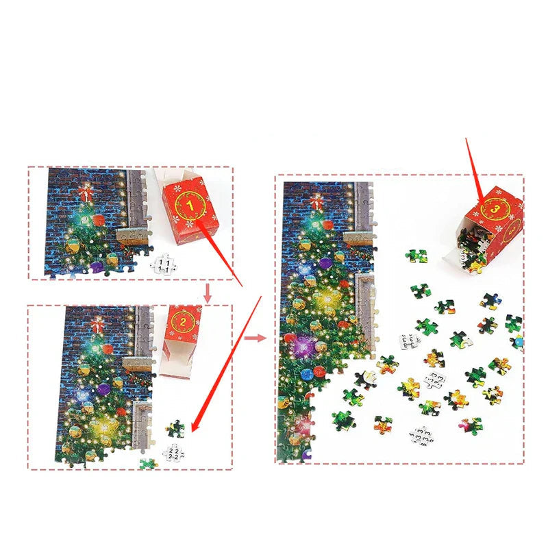 クリスマスパズル付きアドベントカレンダー – 24日間のカウントダウンを楽しもう