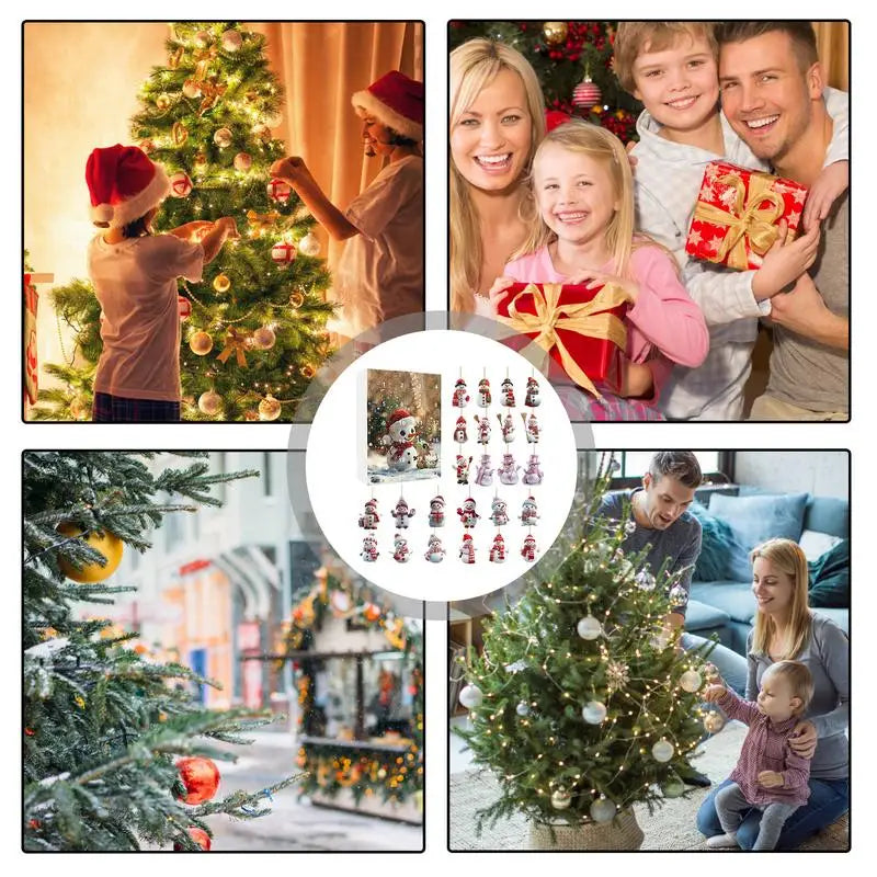 2025年のアドベントカレンダー、フラットなアクリル製雪だるま、クリスマスカウントダウン