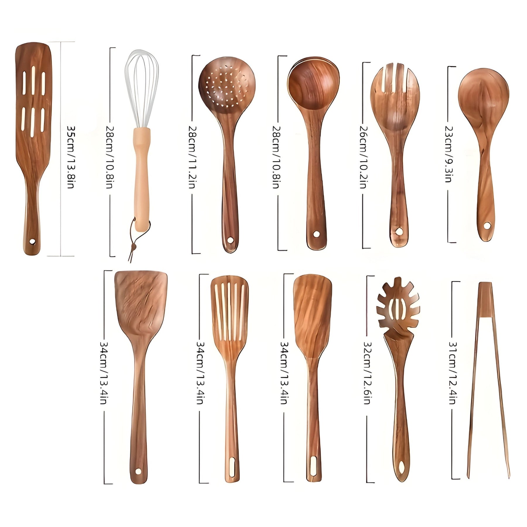 Ecowood - 11-piece wooden kitchen utensil set