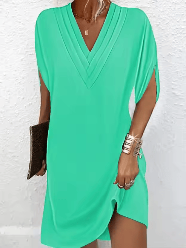 Beverly - Layered V-Neck Half Sleeve Dress