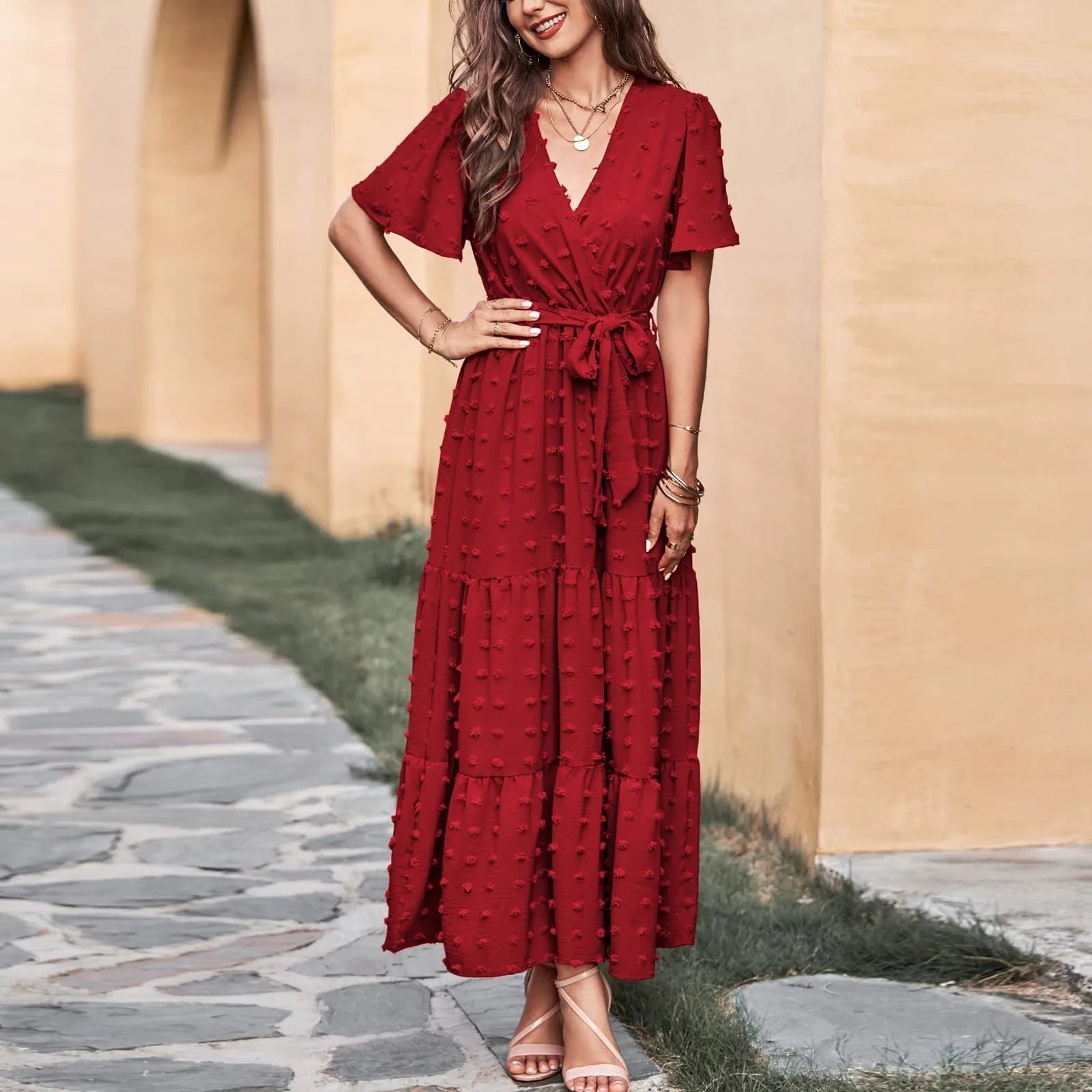 Anya - Elegant Dress with Swiss Polka Dots and a Flowing Cut