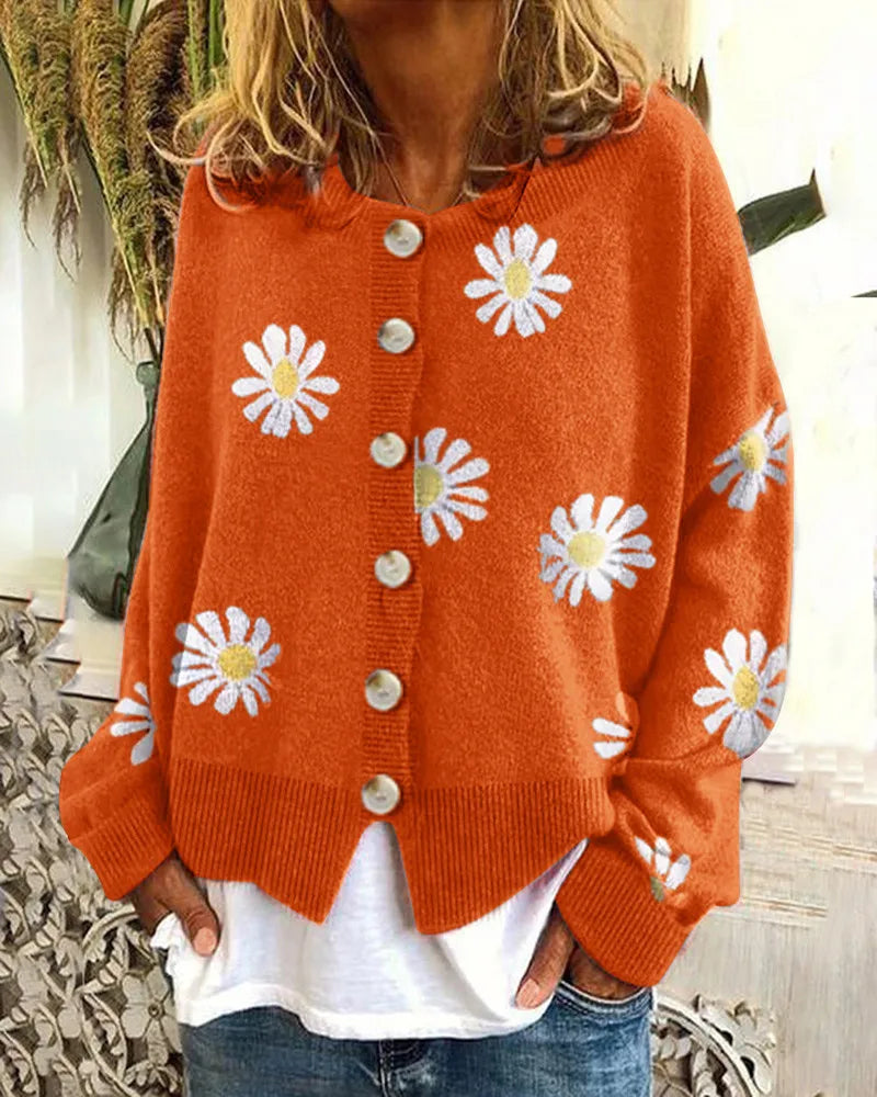 Miyo Buttoned Floral Sweater