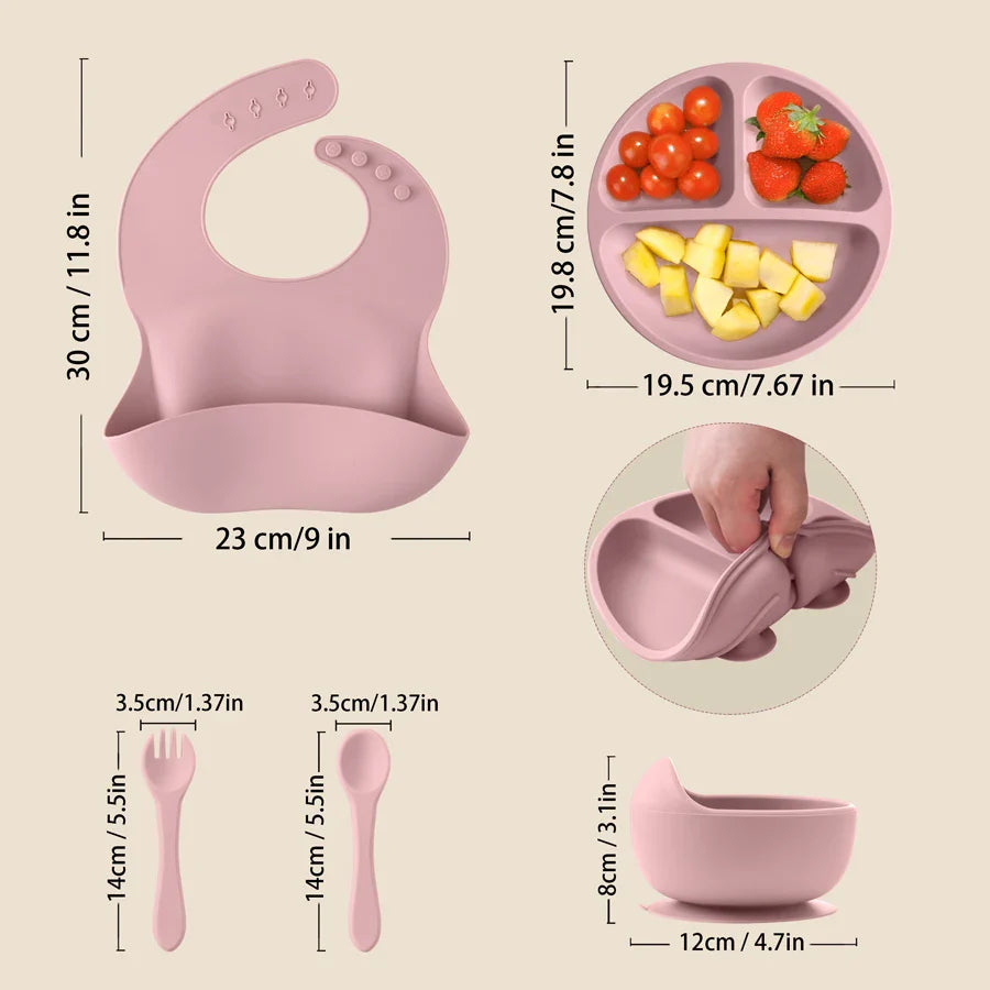 5-piece silicone baby feeding set