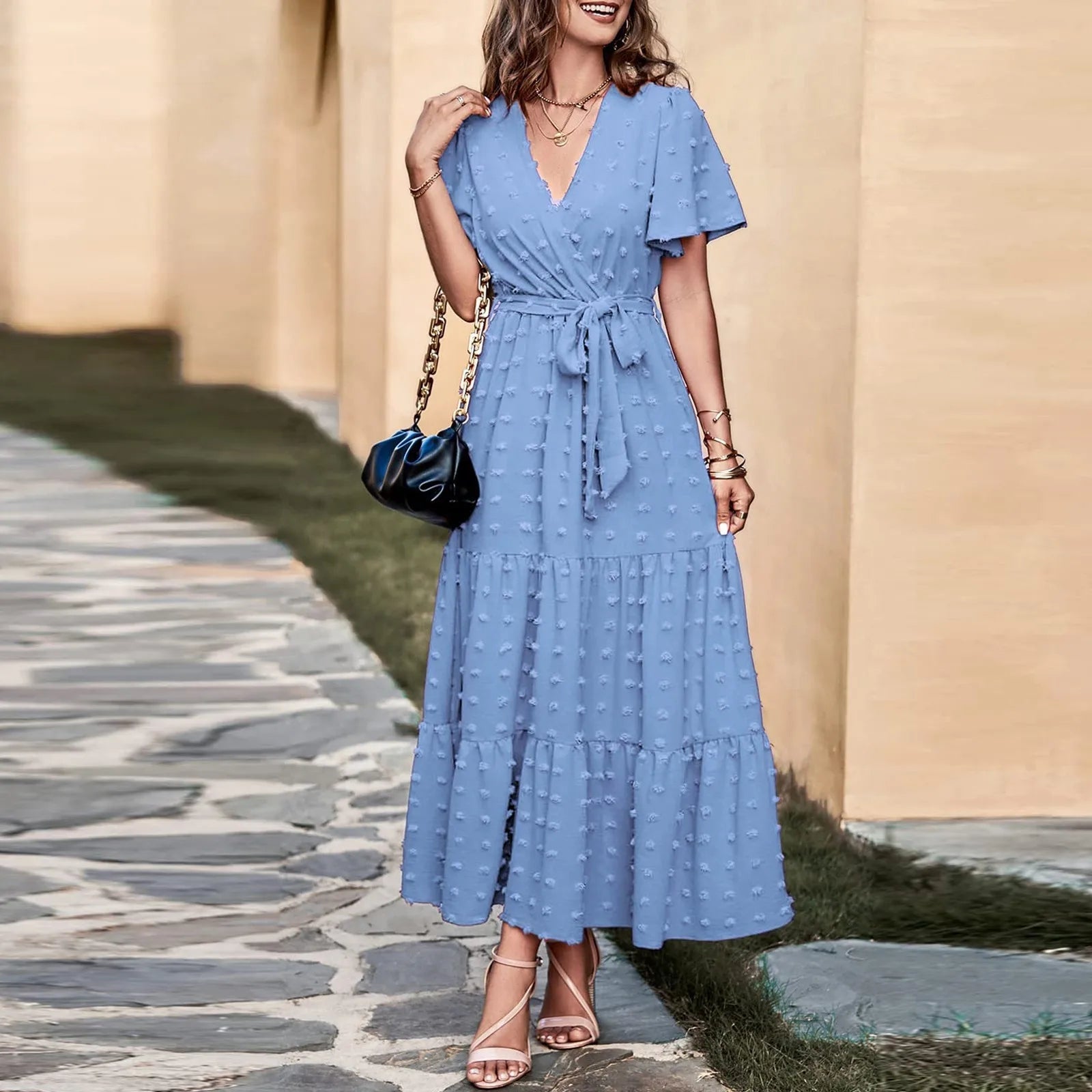 Anya - Elegant Dress with Swiss Polka Dots and a Flowing Cut