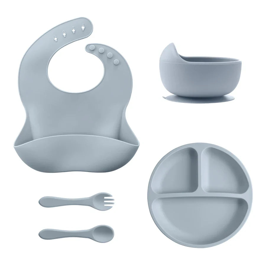 5-piece silicone baby feeding set