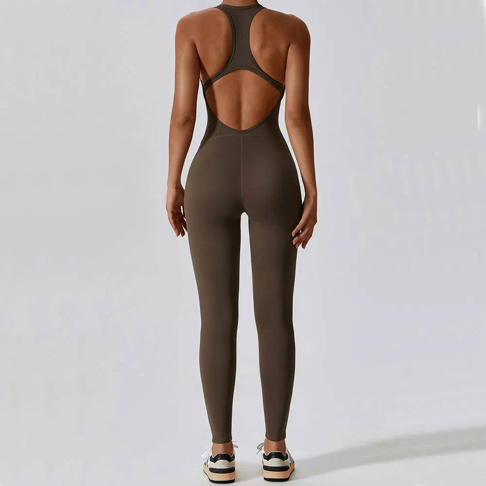 Women's Solid Yoga Jumpsuit - One-Piece Activewear for Yoga and Pilates