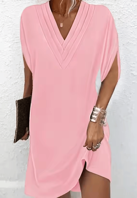Beverly - Layered V-Neck Half Sleeve Dress