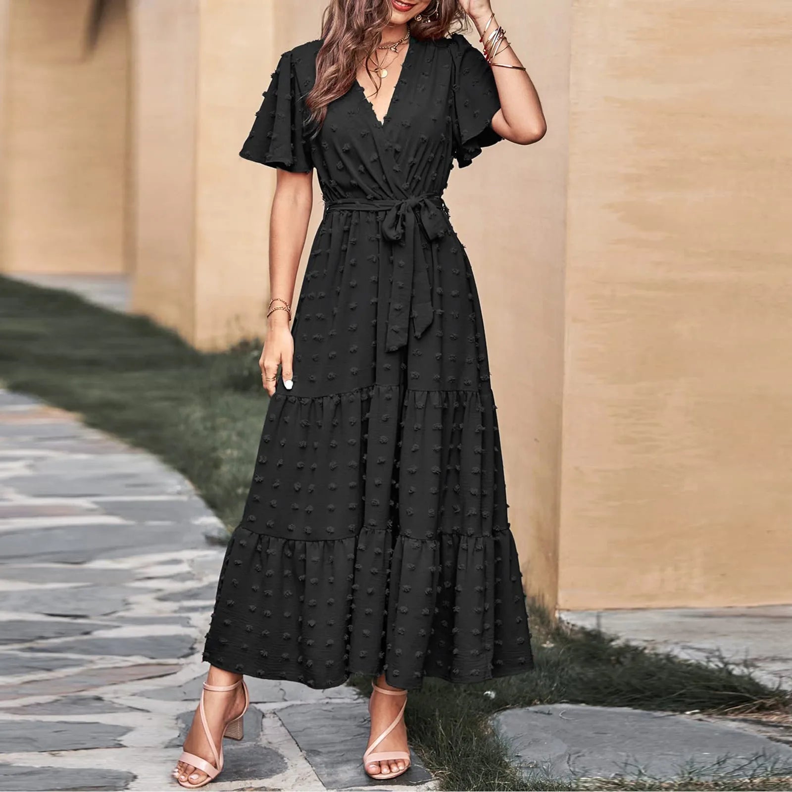 Anya - Elegant Dress with Swiss Polka Dots and a Flowing Cut