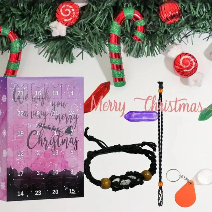 アドベントカレンダー - 24個の石が付いたクリスタルネックレス