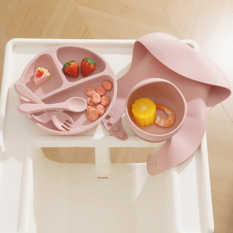 5-piece silicone baby feeding set