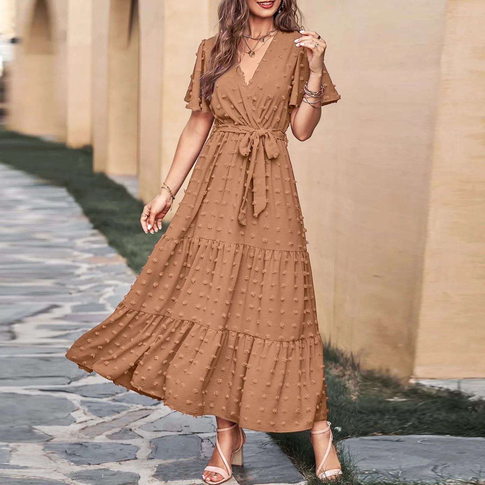 Anya - Elegant Dress with Swiss Polka Dots and a Flowing Cut