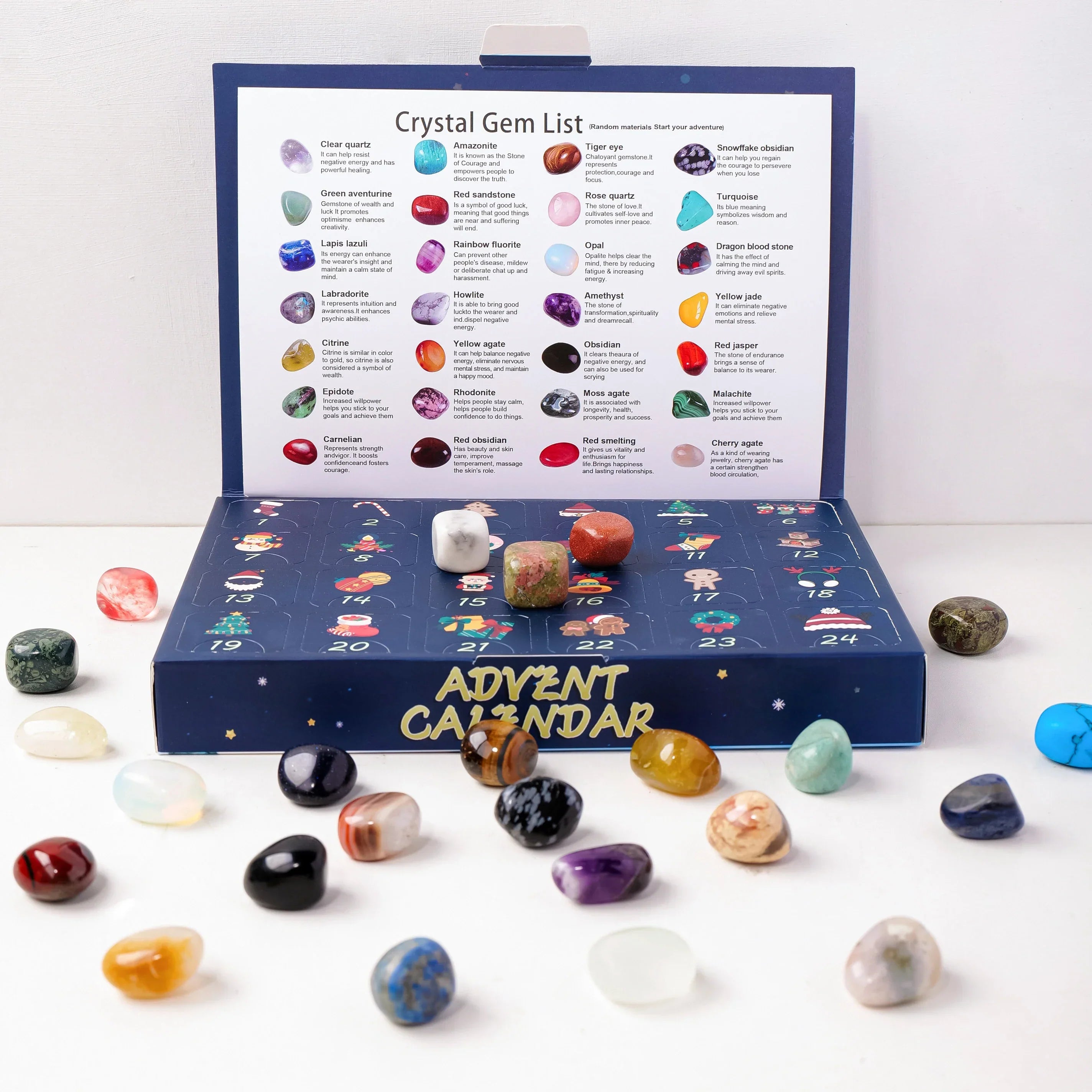 Advent calendar with crystal stones
