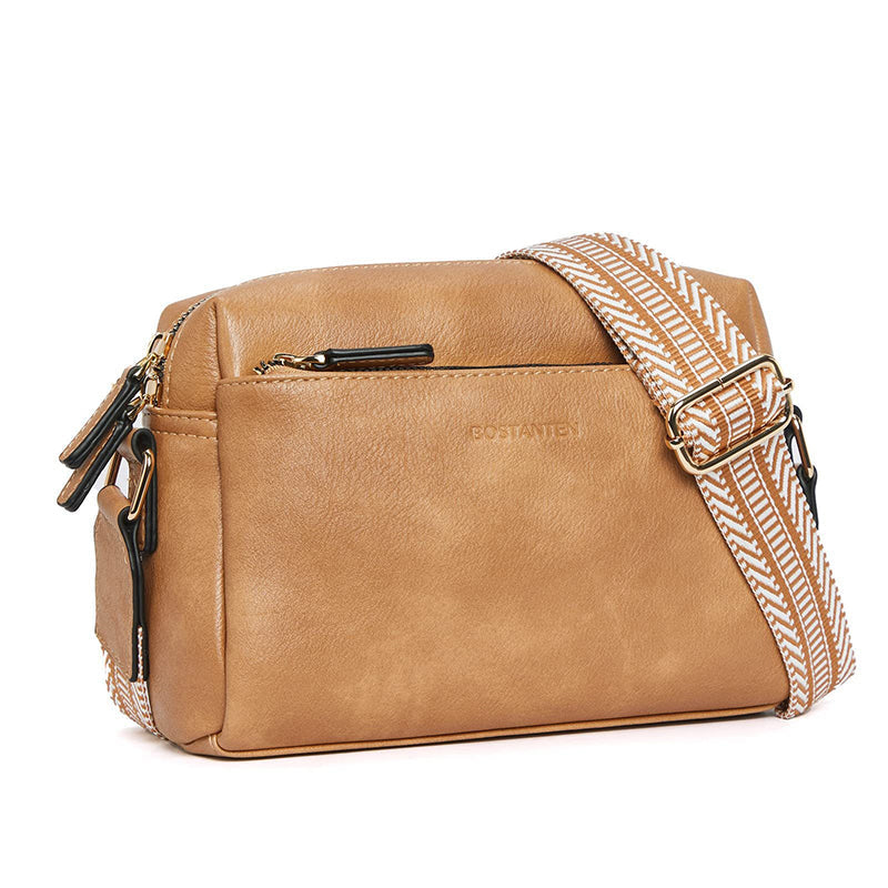 Luisa - Shoulder bag with triple zip and striped strap