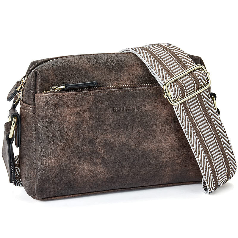 Luisa - Shoulder bag with triple zip and striped strap
