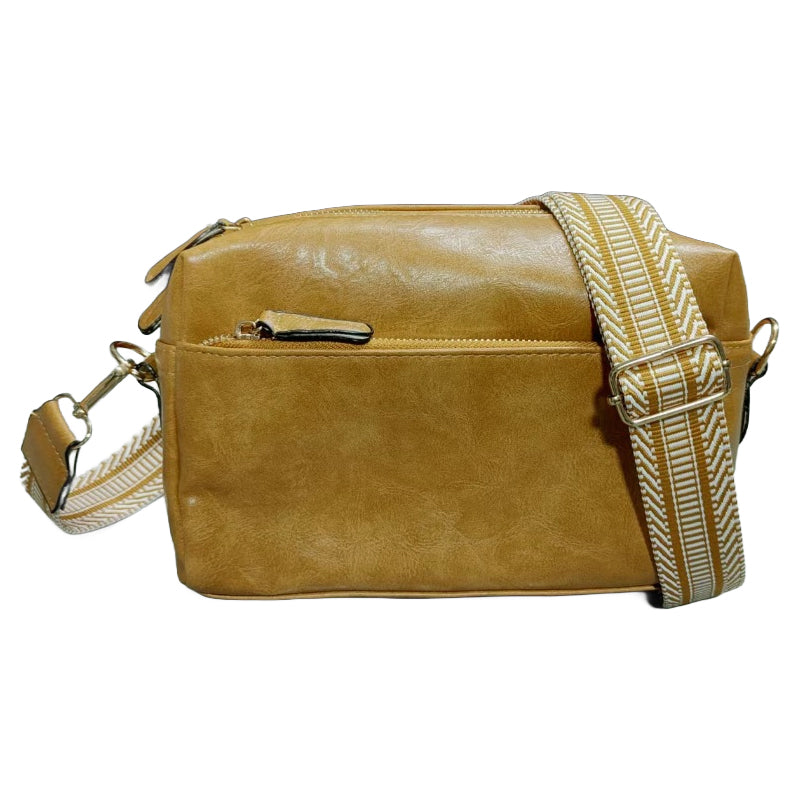 Luisa - Shoulder bag with triple zip and striped strap