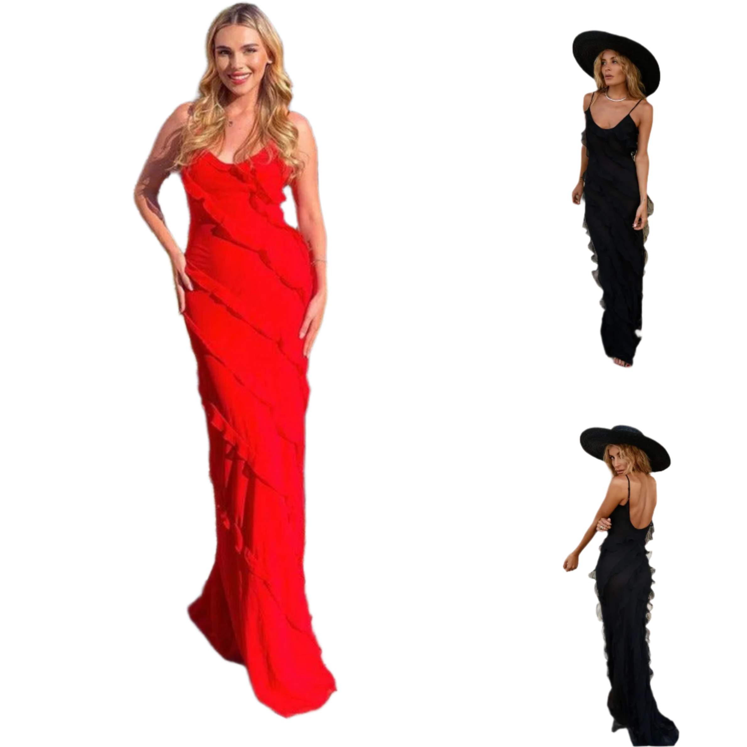 Sharpay - Ruffled Maxi Dress with Shoulder Straps