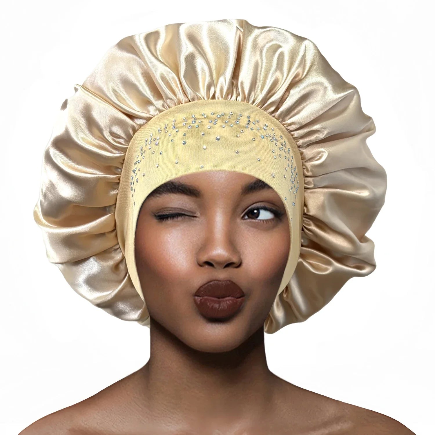 高級ラインストーンサテンナイトガウン