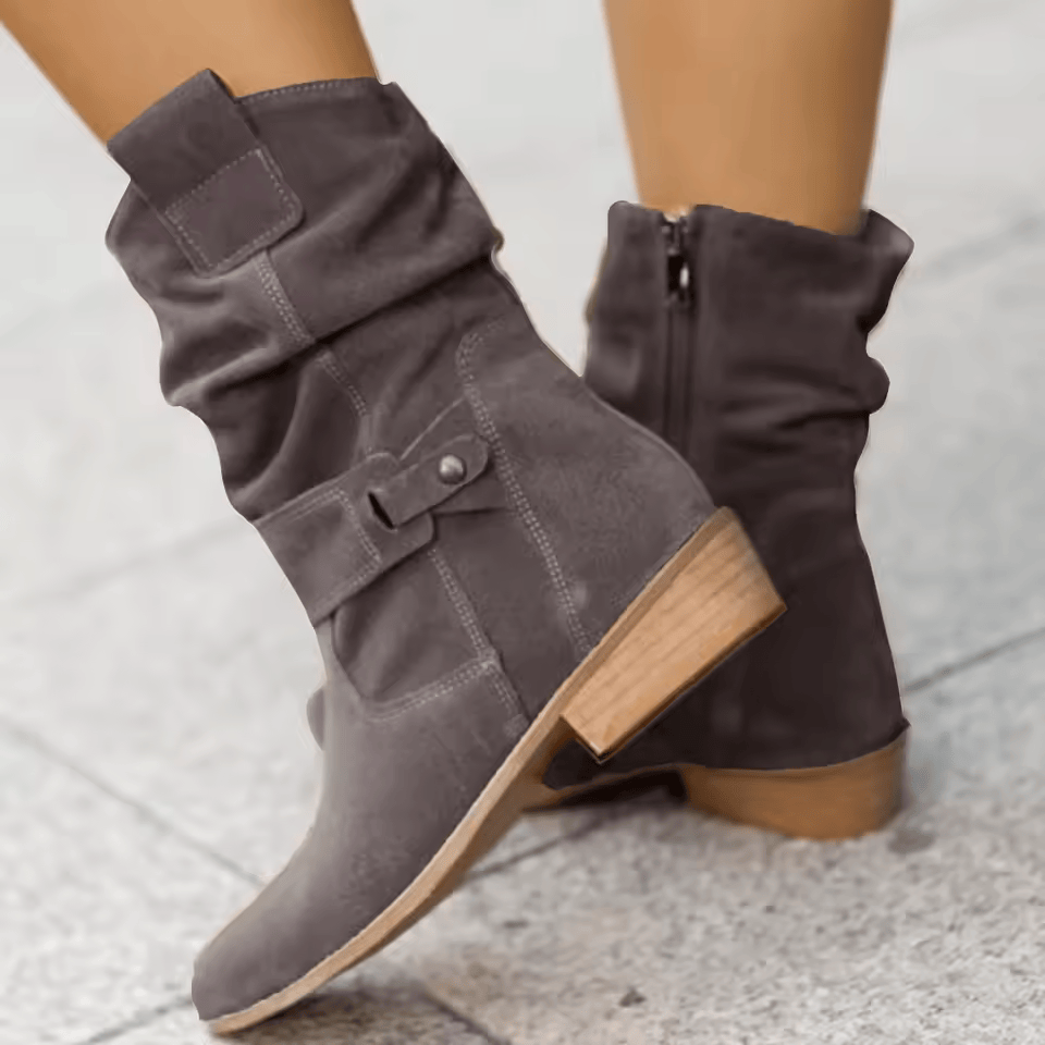 Mila - Casual low-heeled round boots