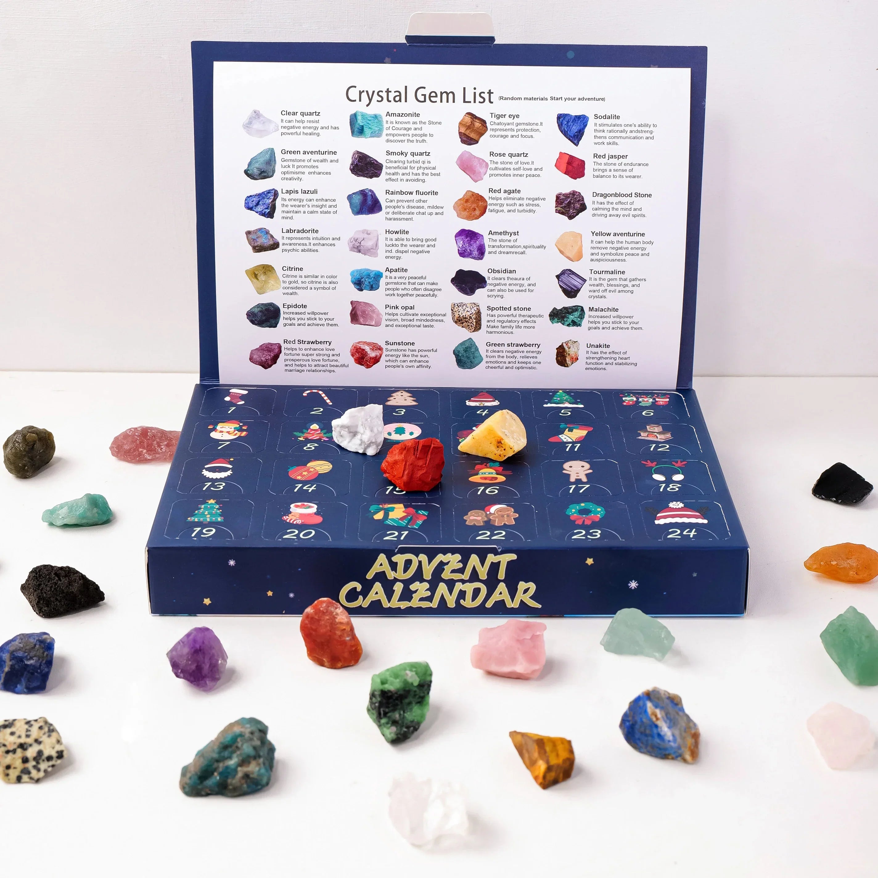Advent calendar with crystal stones