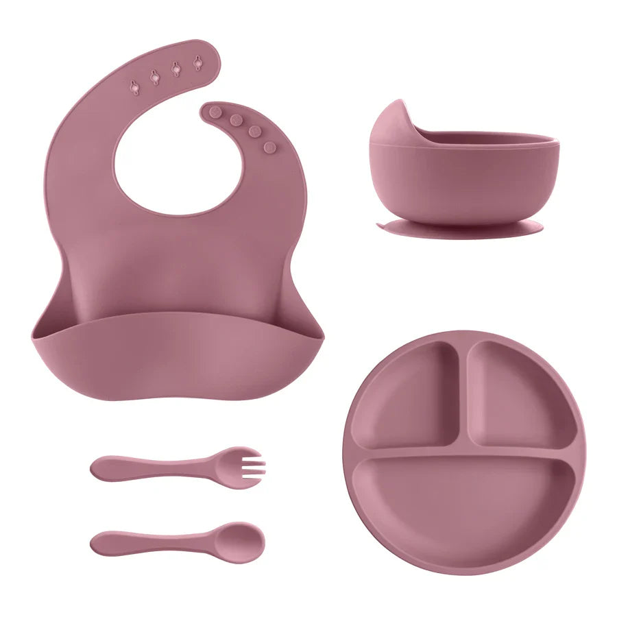 5-piece silicone baby feeding set