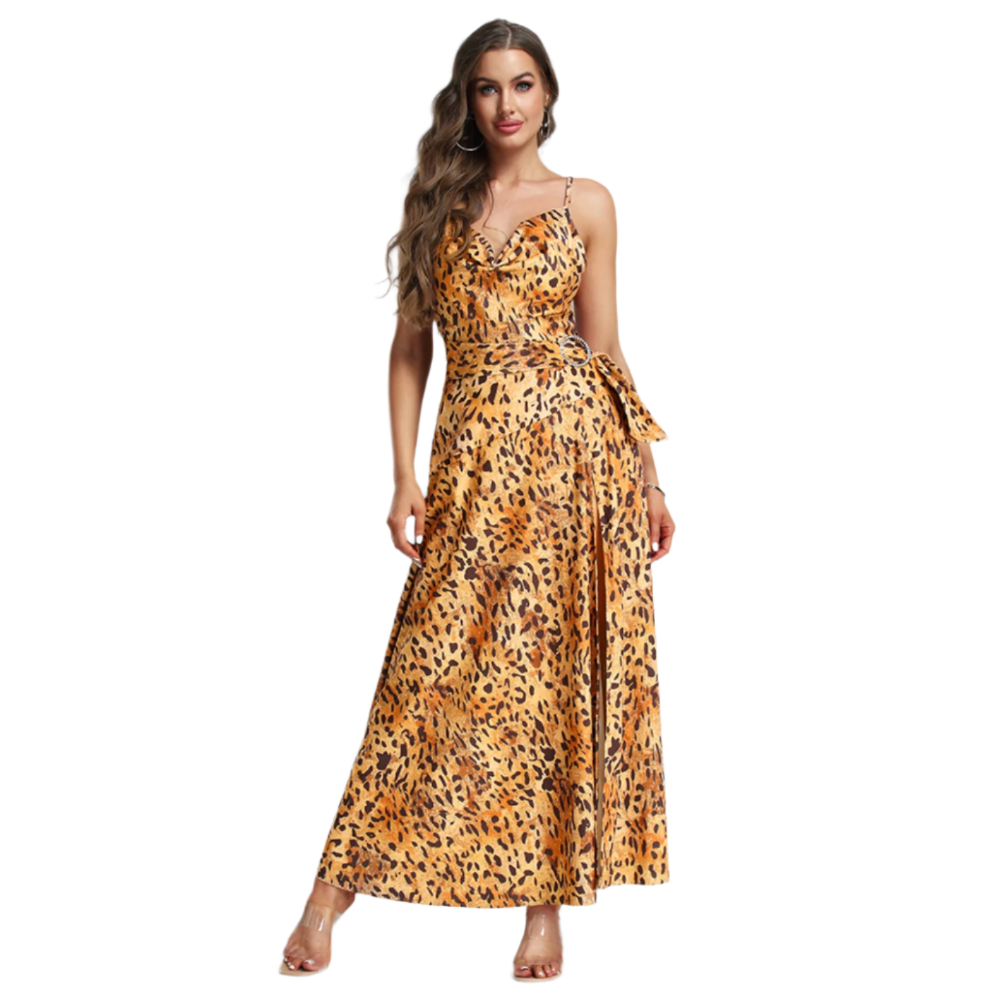 Emma - High-slit cheetah print summer dress