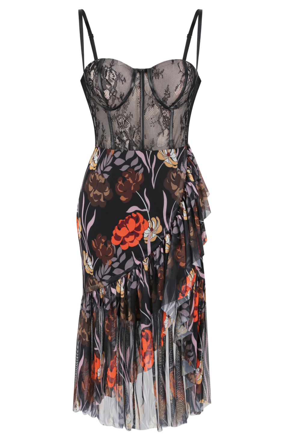 Misha Floral Sweetheart Neckline Corset Style Cocktail Dress