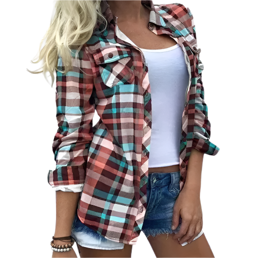 Melissa – Classic button-down shirt with rolled sleeves