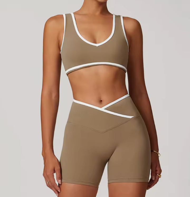 レディース 2ピース ヨガ&ピラティス セット – レギンスとトップスのシームレスなワークアウトウェア