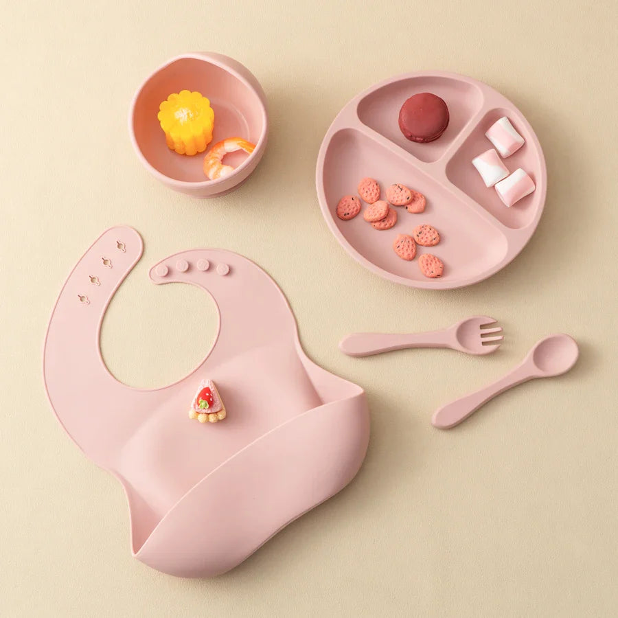 5-piece silicone baby feeding set