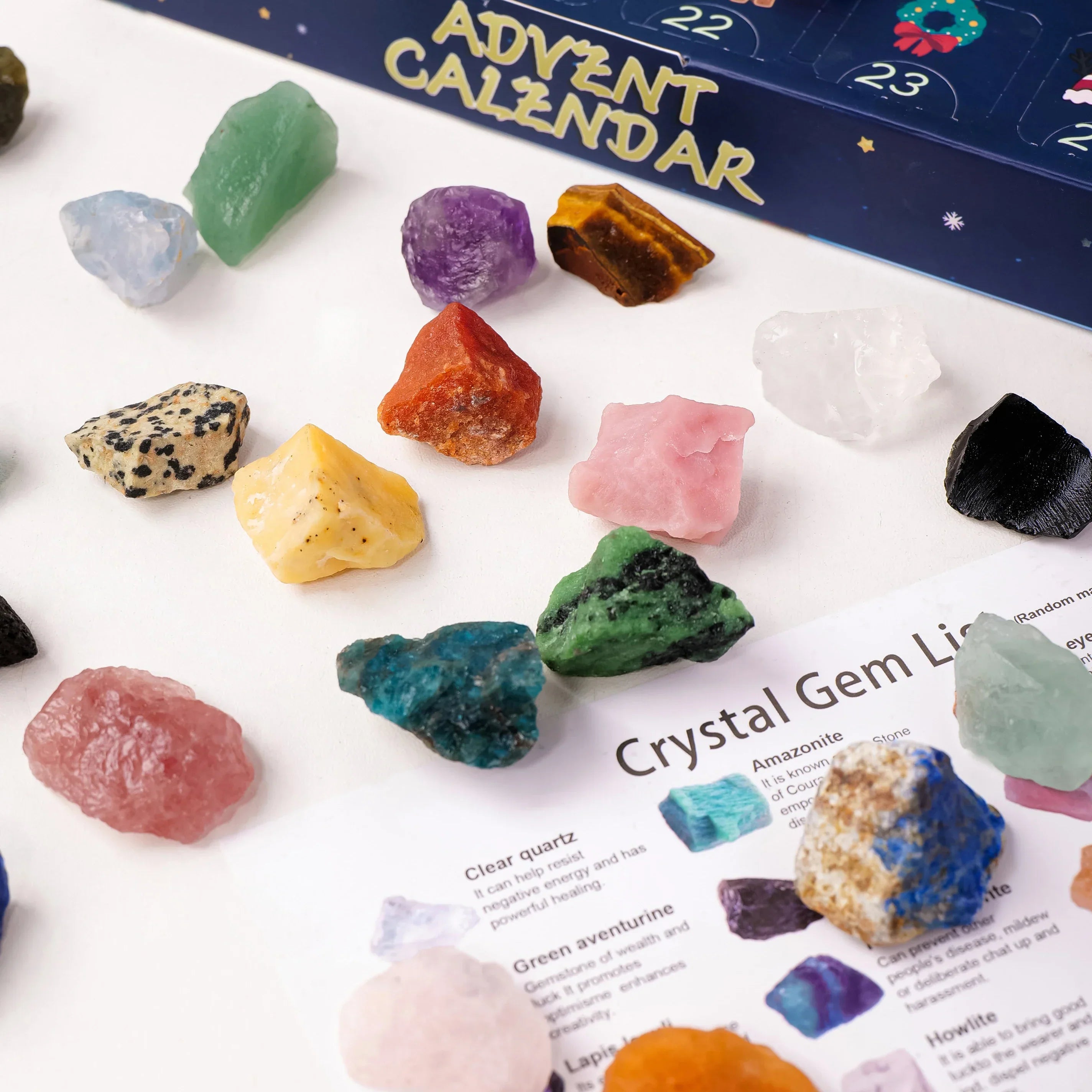 Advent calendar with crystal stones