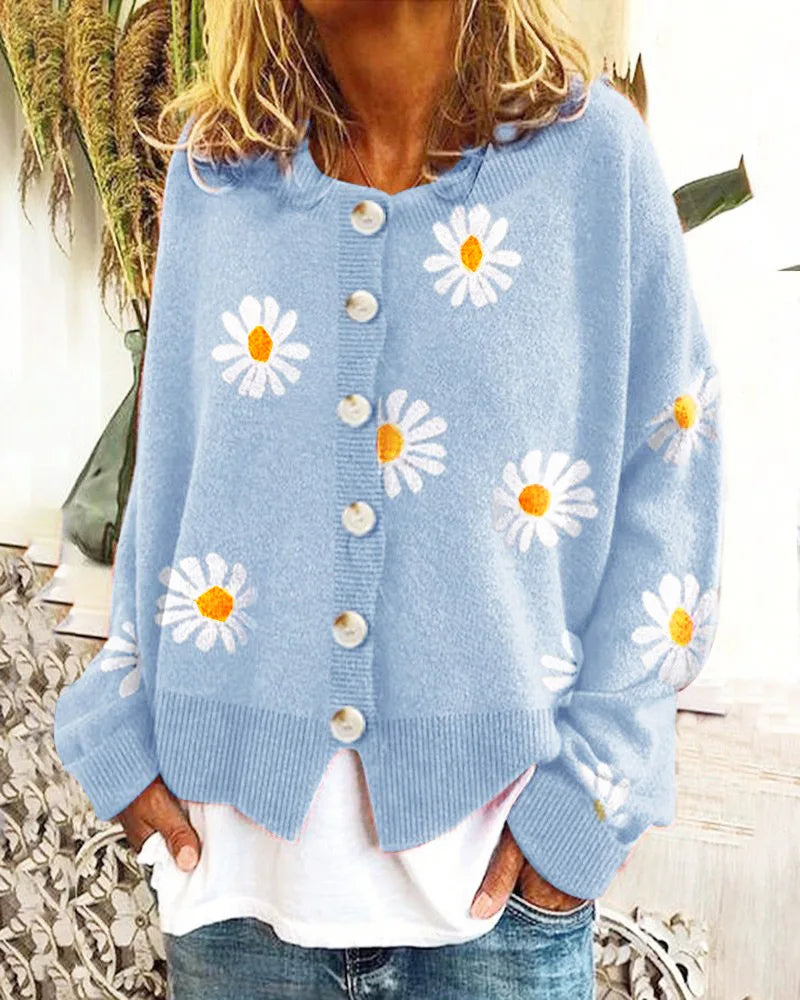 Miyo Buttoned Floral Sweater