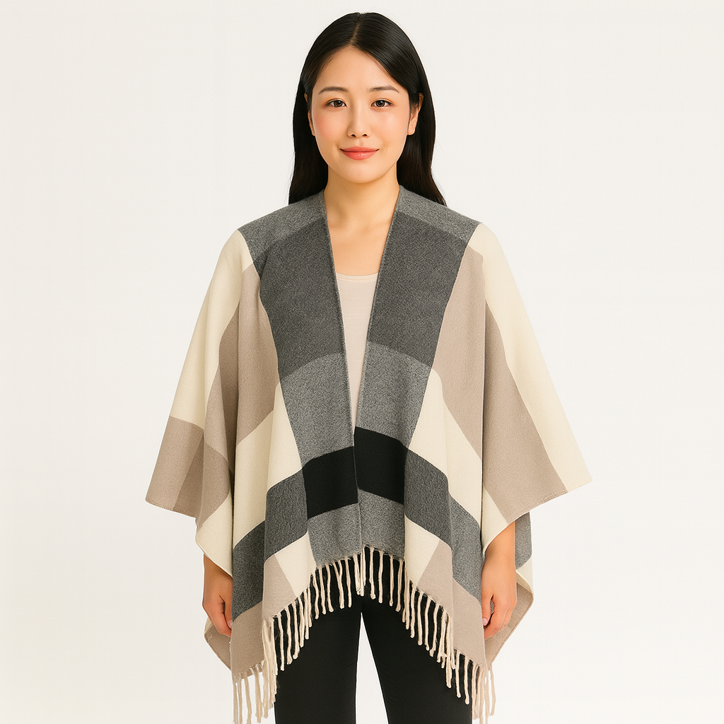 Serena | Geometric Open Front Scarf Cardigan