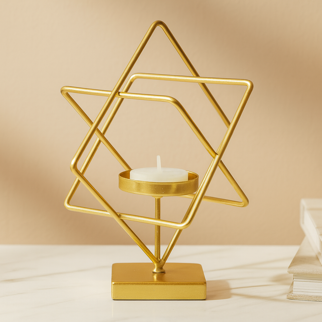 Seraphine | Gold-colored Metal Candle Holder Set