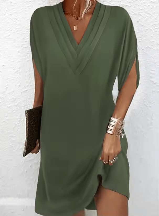 Beverly - Layered V-Neck Half Sleeve Dress