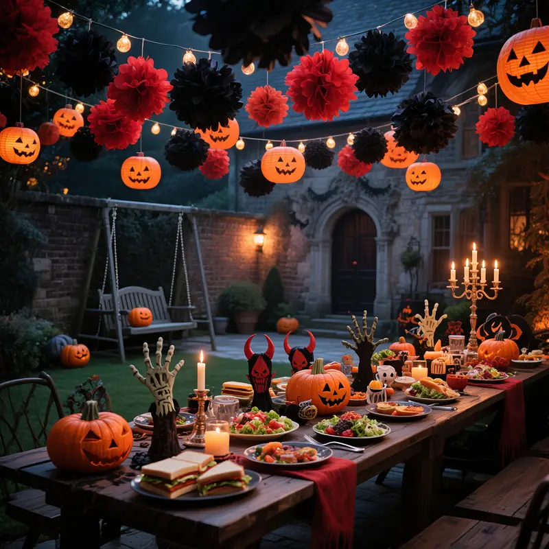 Shadow Glow Halloween Paper Mache Set – 13 Piece Kurbis & Blumenball Deco