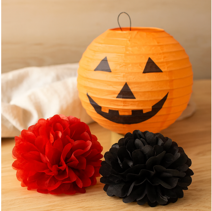 Shadow Glow Halloween Paper Mache Set – 13 Piece Kurbis & Blumenball Deco