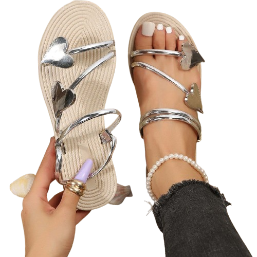 Marie - Elegant sandals with heart-shaped straps