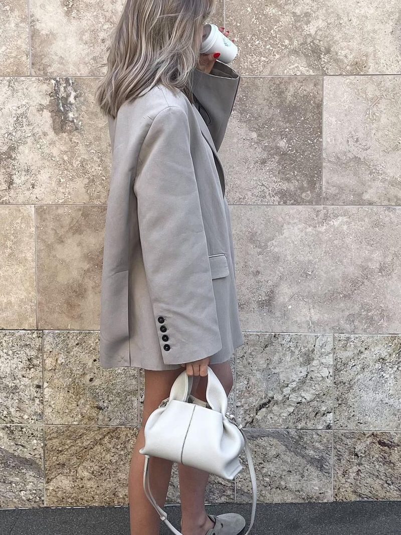 イングリッド - レザー製ファスナー付きハンドバッグ