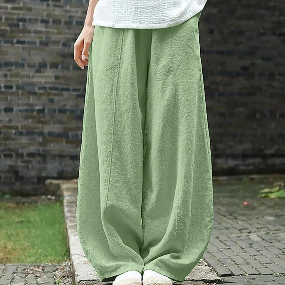 Haruna | Cotton-linen loose pants (women's)