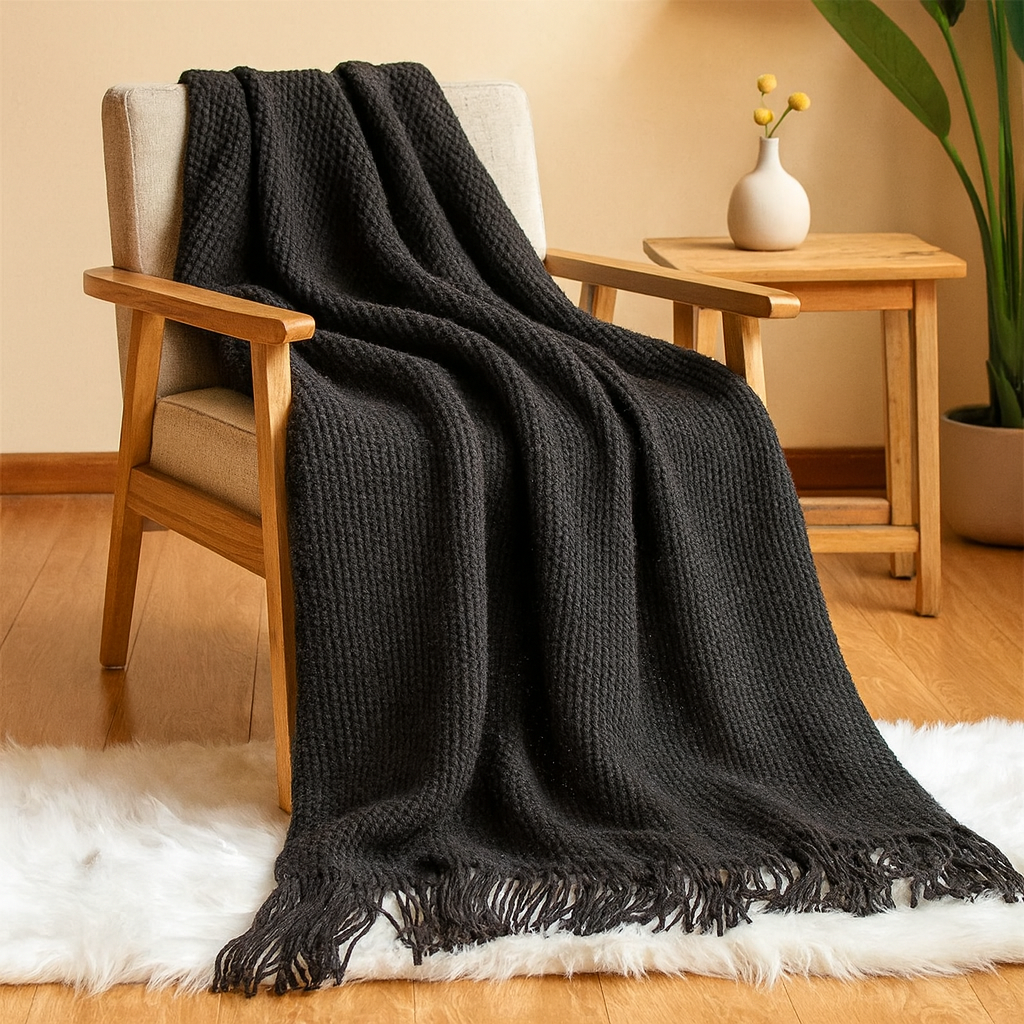 タッソラ | タッセル付きバブル柄スローブランケット